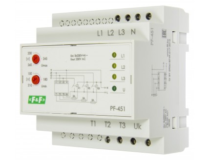 Автоматический переключатель фаз PF-451 с вых. для контакторов, с регулир. верхними (230-