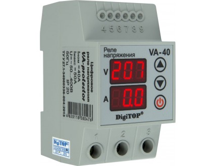 Реле контроля 1-фаз. напряжения и тока VА-40A 40А