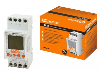Таймер электронный ТЭ822 2-канальный 2х16А IP20 на din-рейку TDM