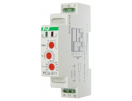 Реле времени многофункциональное PCU-511U, контакт 1Р, монт. на DIN-рейке 35 мм, напряжение питан