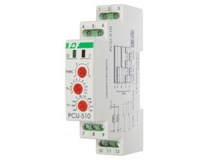 Реле времени многофункциональное PCU-510, контакты 2Р, монт. на DIN-рейке 35 мм, 2х5А 220В