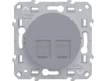 Розетка PC 2-ая RJ45 Кат 5 алюминий ODACE