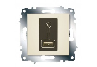 Розетка 1-ая USB, 500 мА кремовая Cosmo