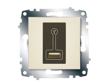 Розетка 1-ая USB, 500 мА кремовая Cosmo