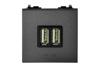 Розетка USB-зарядного устройства 2 мод. двойная, 2х750мА/1х1500мА, антрацит Zenit