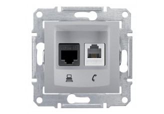 Розетка PC-TF Sedna ( Кат 5 UTP/RJ11) алюминий