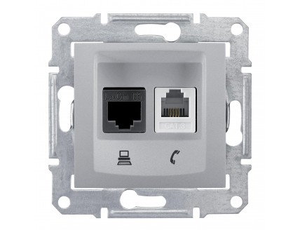Розетка PC-TF Sedna ( Кат 5 UTP/RJ11) алюминий