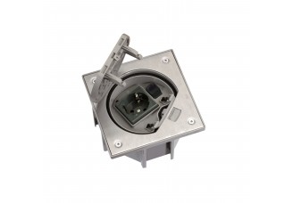Люк наполненный: розетка 2P+E 16А, 250В + PC 1-ая RJ45 UTP IP66 сталь Simon