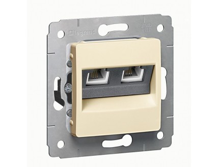 Розетка PC Cariva двойная RJ 45 слоновая кость