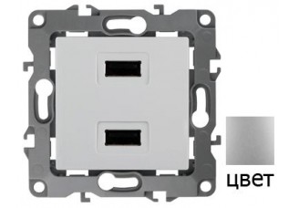 Розетка USB 5В-2100мА алюминий Эра12