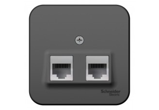Розетка TF+PC Cat5e, О/У изол.пл. Антрацит BLANCA