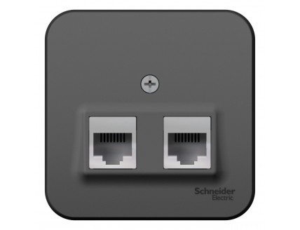 Розетка TF+PC Cat5e, О/У изол.пл. Антрацит BLANCA