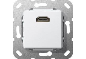 Розетка HDMI с адаптером-удлинителем глянцевая белая System 55