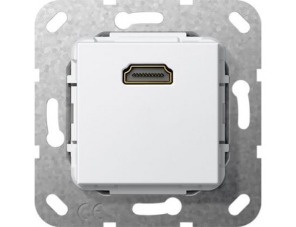 Розетка HDMI с адаптером-удлинителем глянцевая белая System 55