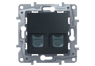 Розетка PC 2-ая RJ 45 кат.5е антрацит Etika