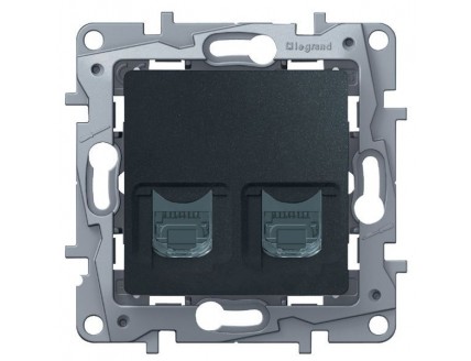 Розетка PC 2-ая RJ 45 кат.5е антрацит Etika