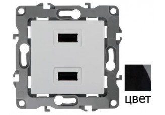 Розетка USB 5В-2100мА чёрный Эра12