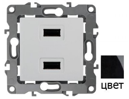 Розетка USB 5В-2100мА чёрный Эра12