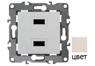 Розетка USB 5В-2100мА слоновая кость Эра12