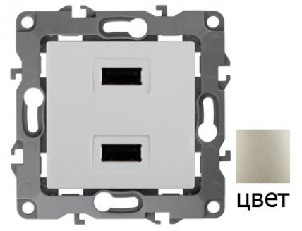 Розетка USB, 5В-2100мА шампань Эра12