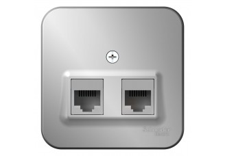 Розетка TF+PC Cat5e, О/У изол.пл. Алюминий BLANCA