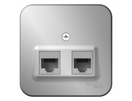 Розетка TF+PC Cat5e, О/У изол.пл. Алюминий BLANCA