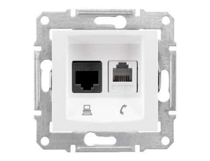 Розетка PC-TF Sedna (Кат 5 UTP/RJ11) белая