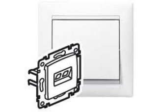 Розетка РС (RJ45 Cat6 UTP) +TF ( RJ11) белая VALENA