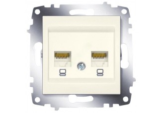 Розетка PC 2-ая RJ-45 кат.6 кремовая Cosmo
