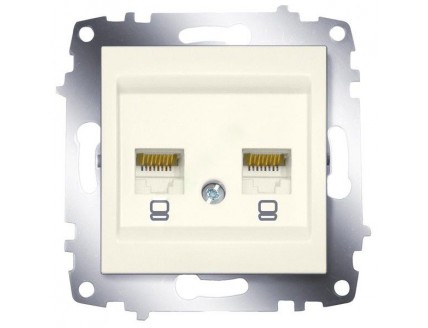 Розетка PC 2-ая RJ-45 кат.6 кремовая Cosmo