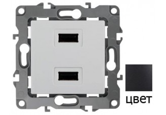 Розетка USB, 5В-2100мА антрацит Эра12