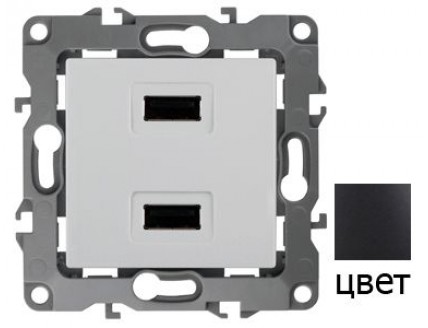 Розетка USB, 5В-2100мА антрацит Эра12