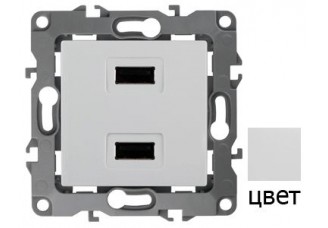 Розетка USB 5В-2100мА белый Эра12