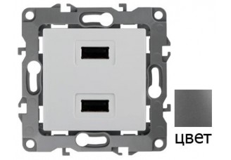 Розетка USB 5В-2100мА графит Эра12