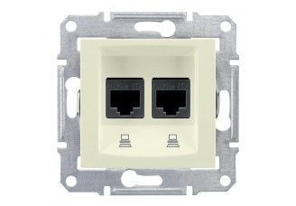 Розетка PC двойная Кат 5 UTP бежевая Sedna
