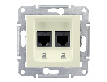 Розетка PC двойная Кат 5 UTP бежевая Sedna