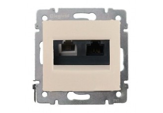 Розетка РС (RJ45 Cat6 UTP) +TF( RJ11) слон кость VALENA