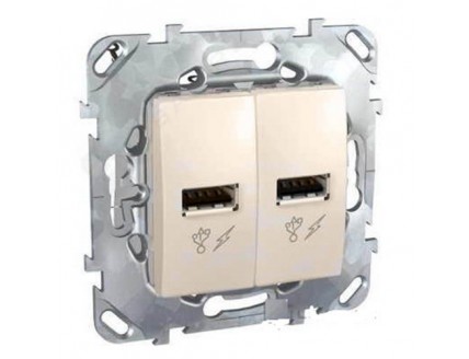 Розетка USB 2-я, 2х1000мА 5В слон кость
