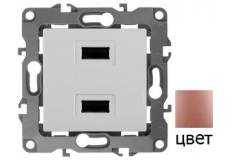Розетка USB 5В-2100мА медь Эра12