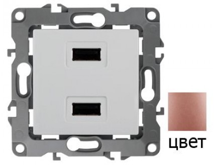Розетка USB 5В-2100мА медь Эра12