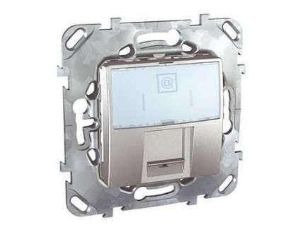 Розетка КОМП. 1-я (RJ45) с полем для надписи алюминий UNICA