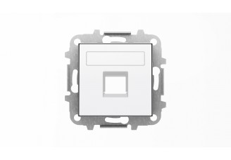 Накладка 1-ой PC/TF розетки с суппортом, со шторками и полем для надписи, альпийский белый, SKY ABB