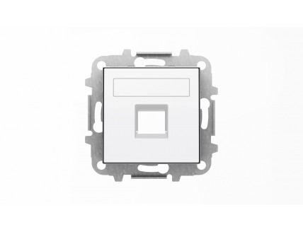 Накладка 1-ой PC/TF розетки с суппортом, со шторками и полем для надписи, альпийский белый, SKY ABB
