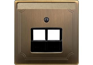 Накладка 2-ой TF/PC розетки античная латунь MERTEN