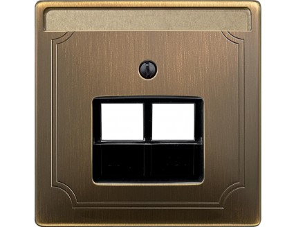Накладка 2-ой TF/PC розетки античная латунь MERTEN