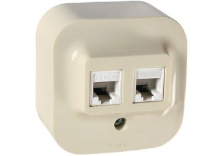 Розетка откр. уст RJ 11+ RJ 45 сл.кость Quteo