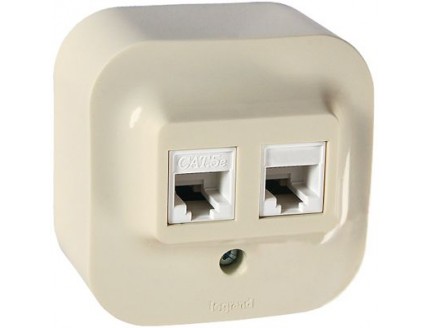 Розетка откр. уст RJ 11+ RJ 45 сл.кость Quteo