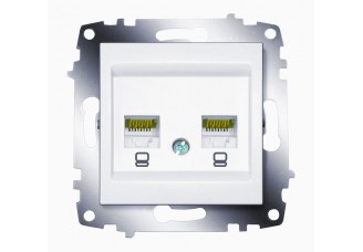 Розетка PC 2-ая RJ-45 кат.6 белая Cosmo