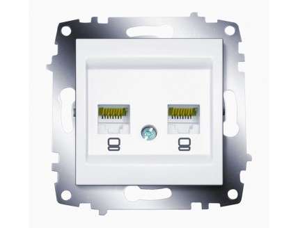 Розетка PC 2-ая RJ-45 кат.6 белая Cosmo