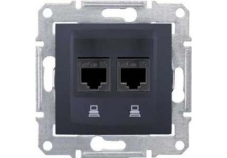 Розетка PC 2-ая Кат 5 UTP графит Sedna